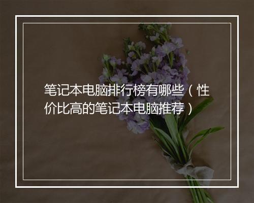 笔记本电脑排行榜有哪些（性价比高的笔记本电脑推荐）