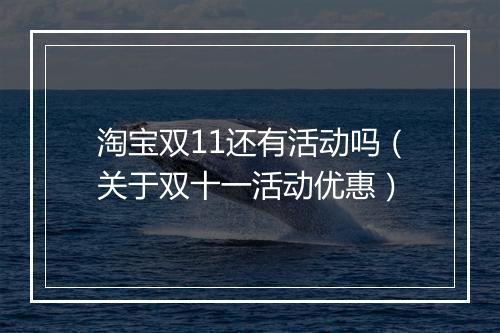 淘宝双11还有活动吗（关于双十一活动优惠）