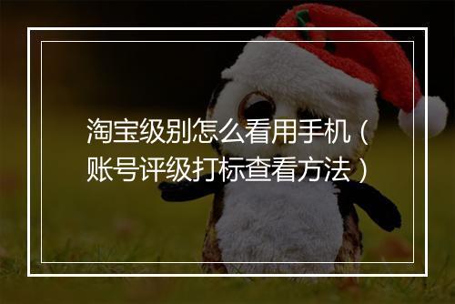 淘宝级别怎么看用手机（账号评级打标查看方法）