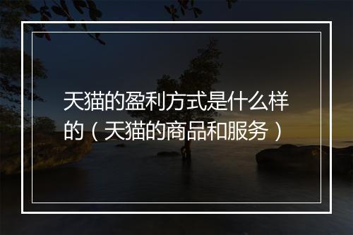 天猫的盈利方式是什么样的（天猫的商品和服务）