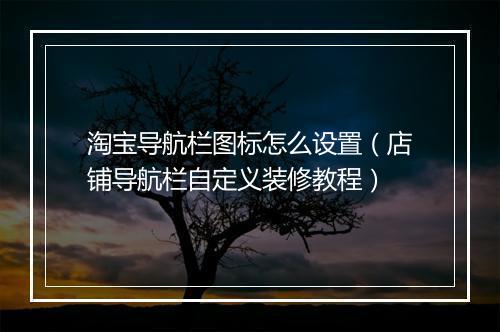 淘宝导航栏图标怎么设置（店铺导航栏自定义装修教程）