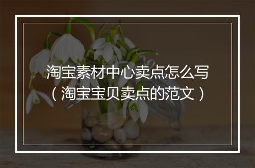 淘宝素材中心卖点怎么写（淘宝宝贝卖点的范文）