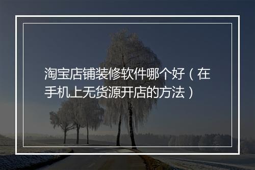 淘宝店铺装修软件哪个好（在手机上无货源开店的方法）