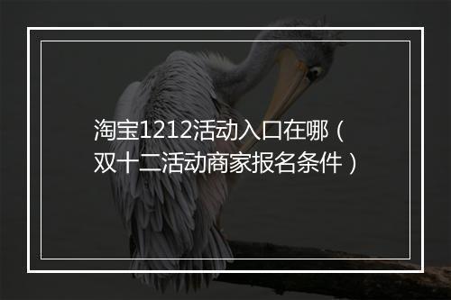 淘宝1212活动入口在哪（双十二活动商家报名条件）