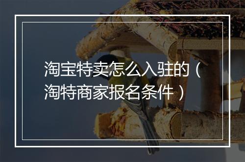 淘宝特卖怎么入驻的（淘特商家报名条件）