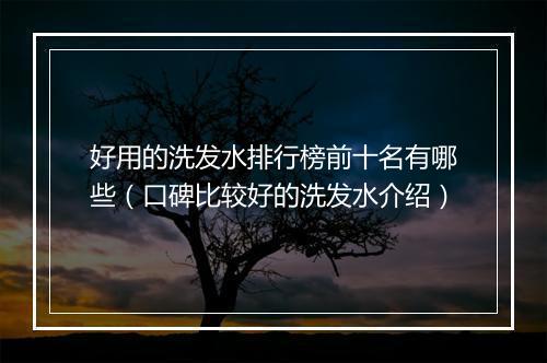 好用的洗发水排行榜前十名有哪些（口碑比较好的洗发水介绍）