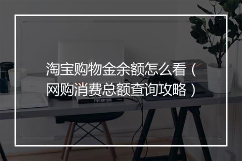 淘宝购物金余额怎么看（网购消费总额查询攻略）