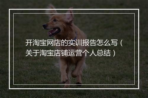 开淘宝网店的实训报告怎么写（关于淘宝店铺运营个人总结）