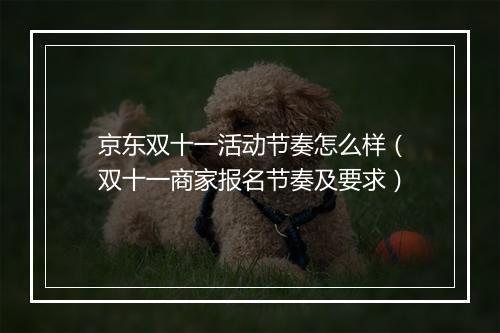 京东双十一活动节奏怎么样（双十一商家报名节奏及要求）