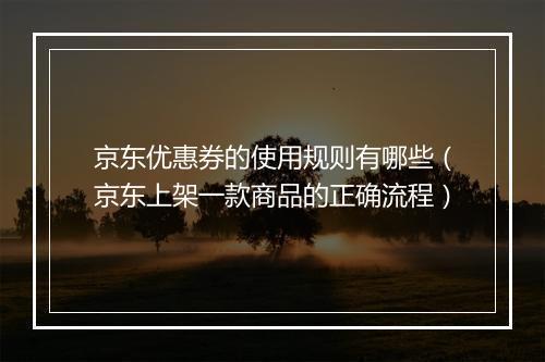 京东优惠券的使用规则有哪些（京东上架一款商品的正确流程）