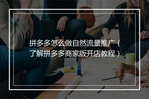 拼多多怎么做自然流量推广（了解拼多多商家版开店教程）