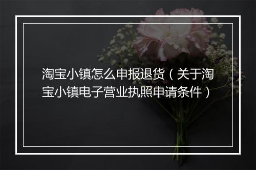 淘宝小镇怎么申报退货（关于淘宝小镇电子营业执照申请条件）