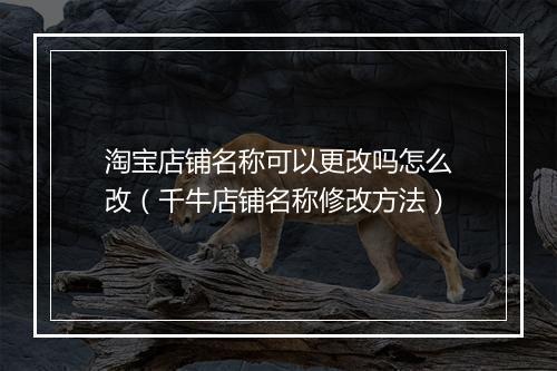 淘宝店铺名称可以更改吗怎么改（千牛店铺名称修改方法）
