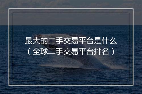 最大的二手交易平台是什么（全球二手交易平台排名）