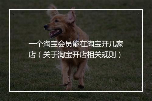 一个淘宝会员能在淘宝开几家店（关于淘宝开店相关规则）