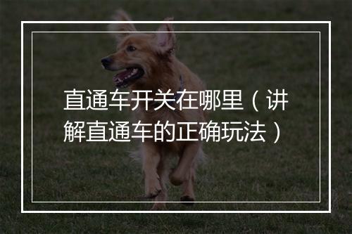 直通车开关在哪里（讲解直通车的正确玩法）