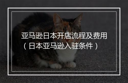 亚马逊日本开店流程及费用（日本亚马逊入驻条件）