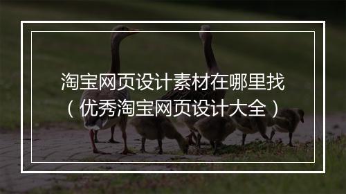 淘宝网页设计素材在哪里找（优秀淘宝网页设计大全）