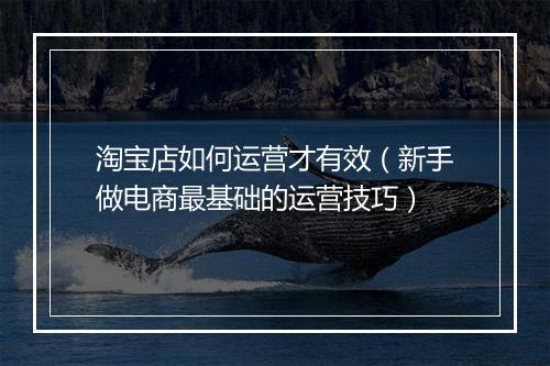 淘宝店如何运营才有效（新手做电商最基础的运营技巧）