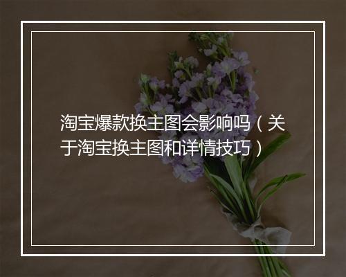 淘宝爆款换主图会影响吗（关于淘宝换主图和详情技巧）