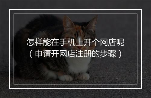 怎样能在手机上开个网店呢（申请开网店注册的步骤）