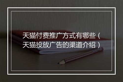 天猫付费推广方式有哪些（天猫投放广告的渠道介绍）
