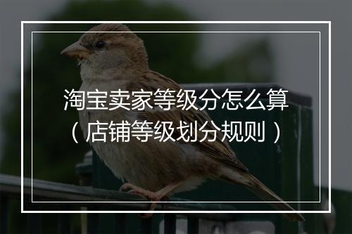 淘宝卖家等级分怎么算（店铺等级划分规则）