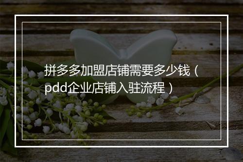 拼多多加盟店铺需要多少钱（pdd企业店铺入驻流程）