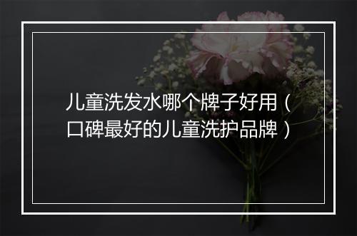儿童洗发水哪个牌子好用（口碑最好的儿童洗护品牌）