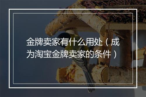 金牌卖家有什么用处（成为淘宝金牌卖家的条件）