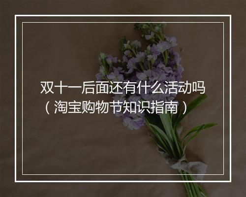 双十一后面还有什么活动吗（淘宝购物节知识指南）