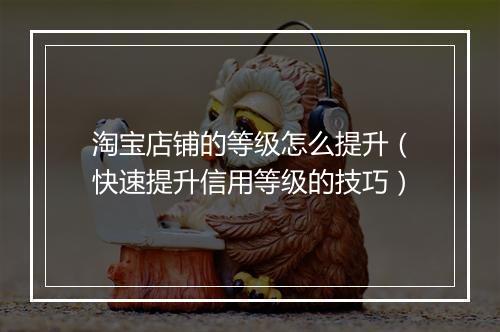 淘宝店铺的等级怎么提升（快速提升信用等级的技巧）