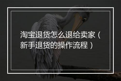淘宝退货怎么退给卖家（新手退货的操作流程）