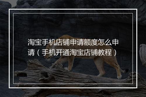 淘宝手机店铺申请额度怎么申请（手机开通淘宝店铺教程）