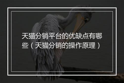 天猫分销平台的优缺点有哪些（天猫分销的操作原理）
