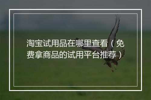 淘宝试用品在哪里查看（免费拿商品的试用平台推荐）