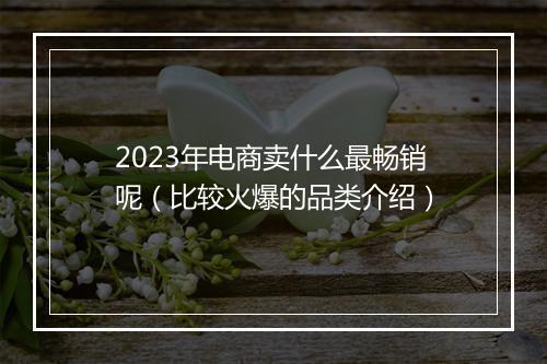 2023年电商卖什么最畅销呢（比较火爆的品类介绍）