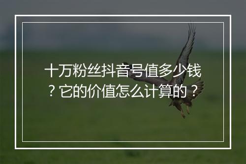 十万粉丝抖音号值多少钱？它的价值怎么计算的？