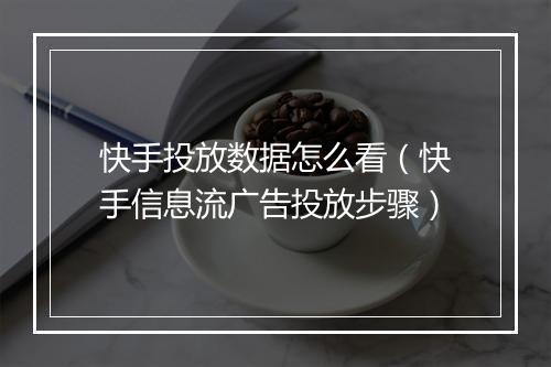 快手投放数据怎么看（快手信息流广告投放步骤）