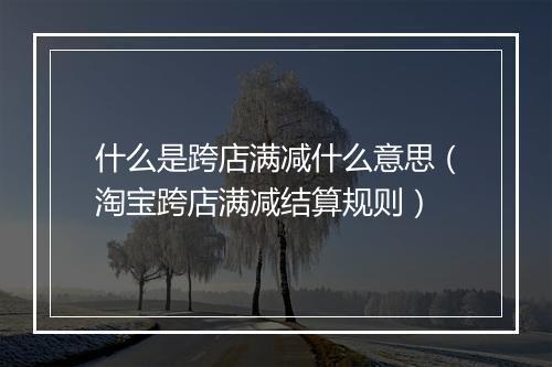 什么是跨店满减什么意思（淘宝跨店满减结算规则）