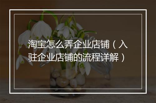 淘宝怎么弄企业店铺（入驻企业店铺的流程详解）