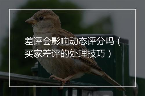 差评会影响动态评分吗（买家差评的处理技巧）