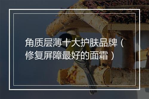 角质层薄十大护肤品牌（修复屏障最好的面霜）
