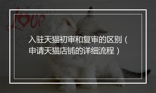 入驻天猫初审和复审的区别（申请天猫店铺的详细流程）