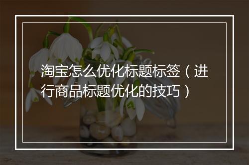 淘宝怎么优化标题标签（进行商品标题优化的技巧）