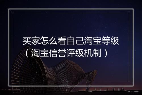买家怎么看自己淘宝等级（淘宝信誉评级机制）