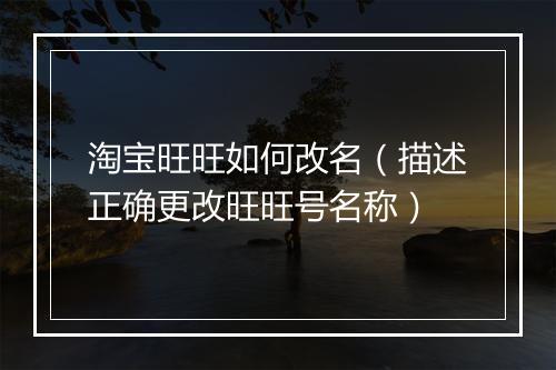 淘宝旺旺如何改名（描述正确更改旺旺号名称）