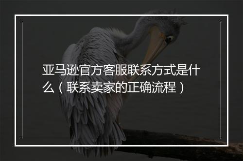 亚马逊官方客服联系方式是什么（联系卖家的正确流程）