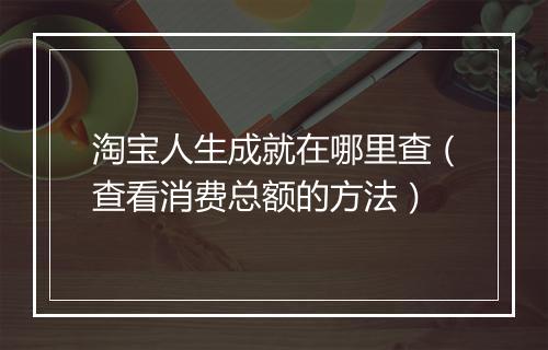 淘宝人生成就在哪里查（查看消费总额的方法）