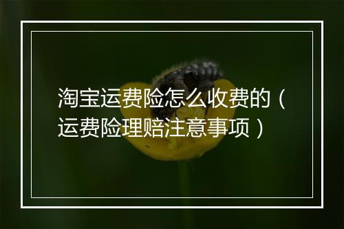 淘宝运费险怎么收费的（运费险理赔注意事项）